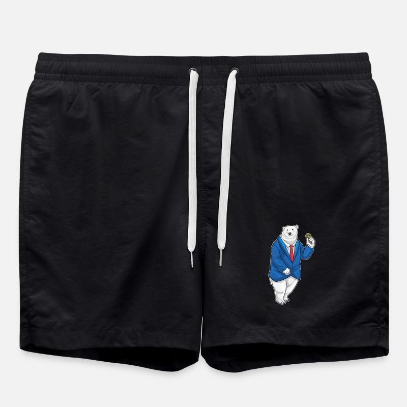 Eisbär Bräutigam Ehering Hochzeit - Badeshorts - Schwarz