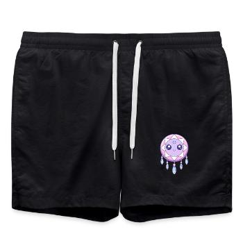Attrape-rêves kawaii rose et violet - Short de bain - noir - Devant - AI Model Male 185 light (185cm)