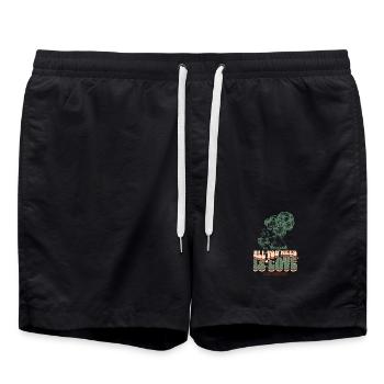 Love & Coffee – Retro Frau Clipart - Badeshorts - Schwarz - Vorne - AI Model Male 185 light (185cm)