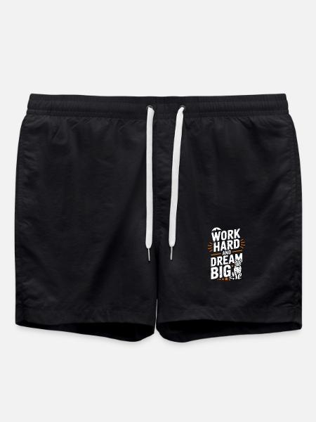 Arbeite hart, träume große Katze - Badeshorts - Schwarz