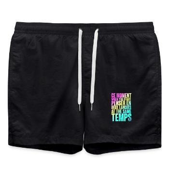 COOLER SPRUCH FÜR MEHRSPRACHLER, INTERNATIONAL - Badeshorts - Schwarz - Vorne - AI Model Male 185 light (185cm)