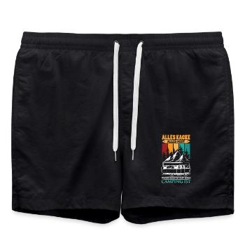 Camper Camping Wohnwagen Spruch - Badeshorts - Schwarz - Vorne - AI Model Male 185 light (185cm)