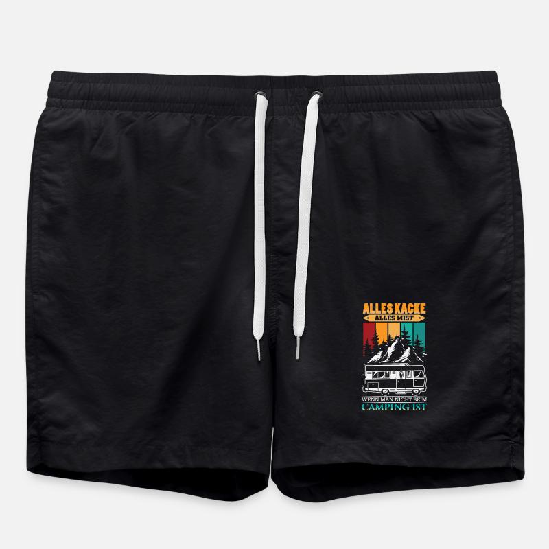 Camper Camping Caravan Saying - Swim Trunks - black