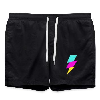 Rayon abstrait aux couleurs néon - Short de bain - noir - Devant - AI Model Male 185 light (185cm)