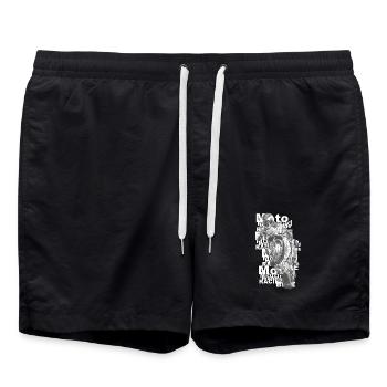 Motorcycle Rider Collage - Swim Trunks - black - Front - AI Model Male 185 light (185cm)