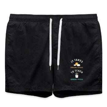 Special Needs School Teacher Special Education Pedagogue - Swim Trunks - black - Front - AI Model Male 185 light (185cm)
