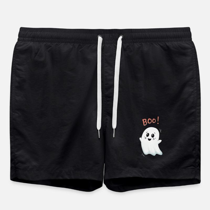 Boo Geist: Niedlicher Ghost - Badeshorts - Schwarz