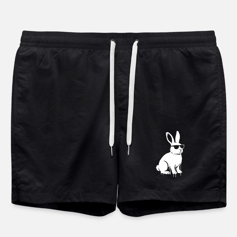 Bunny Graffiti Streetwear Vector - Swim Trunks - black