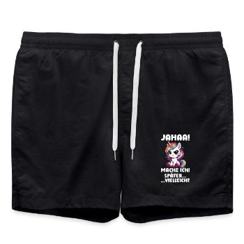 yes, maybe I'll make unicorn lovers later - Swim Trunks - black - Front - AI Model Male 185 light (185cm)