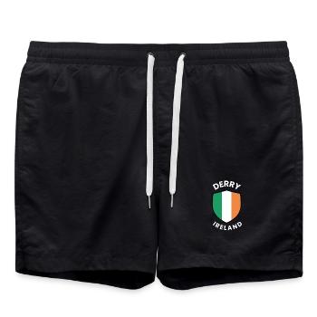 Derry Ireland Shield-Flagge - Badeshorts - Schwarz - Vorne - AI Model Male 185 light (185cm)