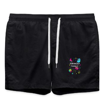 Jeux rétro néon des années 80 - Short de bain - noir - Devant - AI Model Male 185 light (185cm)