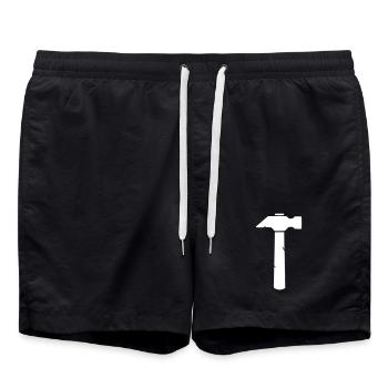 Icône Hammer Tool Minimaliste - Short de bain - noir - Devant - AI Model Male 185 light (185cm)