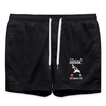 Island of Usedom ADVENTURE AWAITS IN USEDOM MUST GO - Swim Trunks - black - Front - AI Model Male 185 light (185cm)