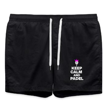 KEEP CALM AND PADEL! SMASH IT PADEL FANS AND SPORTS - Swim Trunks - black - Front - AI Model Male 185 light (185cm)
