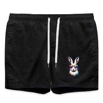 Mountain Rabbit Arctic Hare Albino Rabbit White Rabbit - Swim Trunks - black - Front - AI Model Male 185 light (185cm)