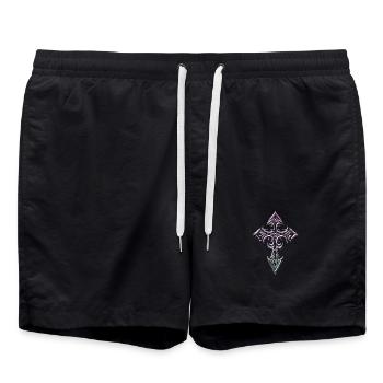 Gradient Gothic Cross Glyphe - Badeshorts - Schwarz - Vorne - AI Model Male 185 light (185cm)
