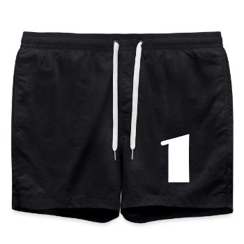 1. 1 year. 1st ANNIVERSARY. 1 YEAR ANNIVERSARY - Swim Trunks - black - Front - AI Model Male 185 light (185cm)