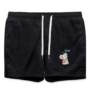 Koala Zen im orangefarbenen Pullover - Badeshorts - Schwarz - Vorne - AI Model Male 185 light (185cm)