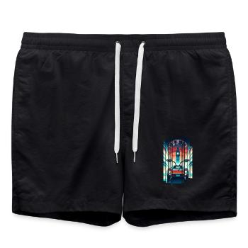 Back to the Future Retro 80s T-Shirt - Swim Trunks - black - Front - AI Model Male 185 light (185cm)