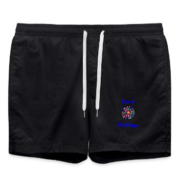 PRINTEMPS. CERISE. JARDIN. NATURE. FLEUR. FLOWER.  - Short de bain - noir - Devant - AI Model Male 185 light (185cm)