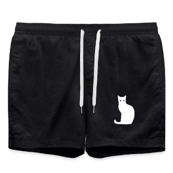 Silhouette de chat Design minimaliste Amoureux des chats Chats - Short de bain - noir - Devant - AI Model Male 185 light (185cm)