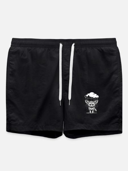 Fennec Desert Fox - Emotional Retro Motif - Swim Trunks - black