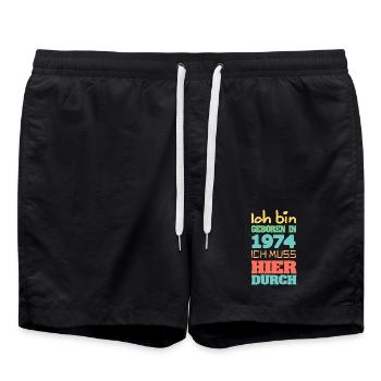 1974 - Badeshorts - Schwarz - Vorne - AI Model Male 185 light (185cm)