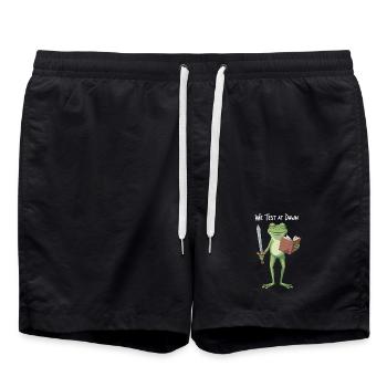 Grenouille de la Quête de l’Aube avec Livre - Short de bain - noir - Devant - AI Model Male 185 light (185cm)