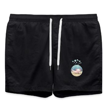 Création de t-shirt « Axolotl » - Short de bain - noir - Devant - AI Model Male 185 light (185cm)