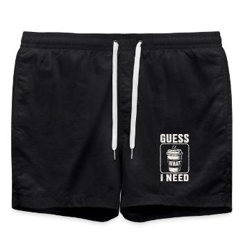 Café, devine ce qu’il me faut, chemise. - Short de bain - noir - Devant - AI Model Male 185 light (185cm)