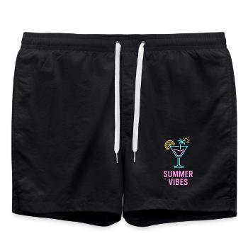 Summer Vibes Neon Cocktail - Swim Trunks - black - Front - AI Model Male 185 light (185cm)