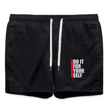 Citation inspirante sur l’amour de soi « Faites-le pour vous-même » - Short de bain - noir - Devant - AI Model Male 185 light (185cm)
