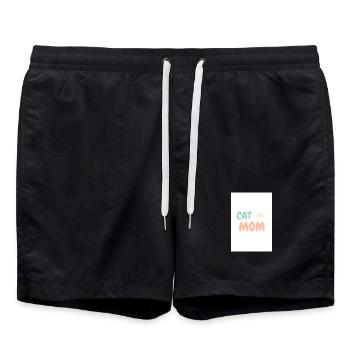 Cat Mom Katzenliebhaber Design - Badeshorts - Schwarz - Vorne - AI Model Male 185 light (185cm)
