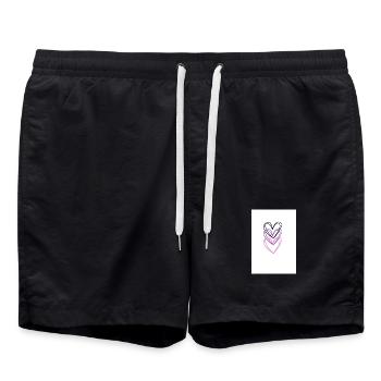 Drei-Herz-Farblinie - Badeshorts - Schwarz - Vorne - AI Model Male 185 light (185cm)