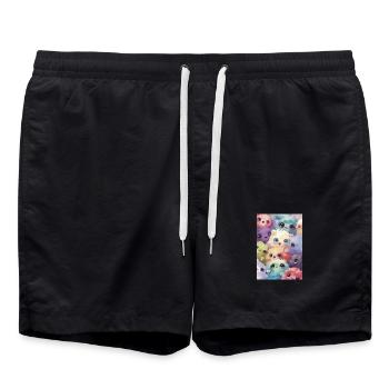 Adorable multicolored plush toys - Swim Trunks - black - Front - AI Model Male 185 light (185cm)