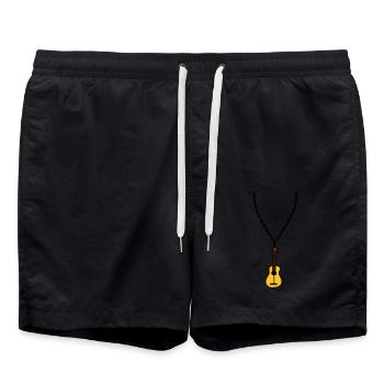 halskette schmuck gitarre lernen spielen song cool - Badeshorts - Schwarz - Vorne - AI Model Male 185 light (185cm)