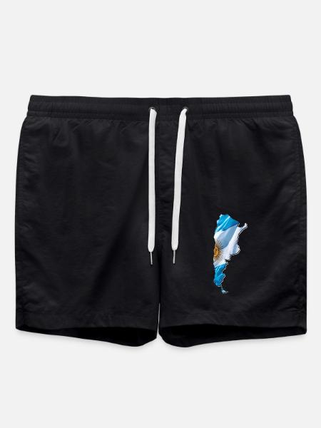 Argentina flag in Argentina map - Swim Trunks - black