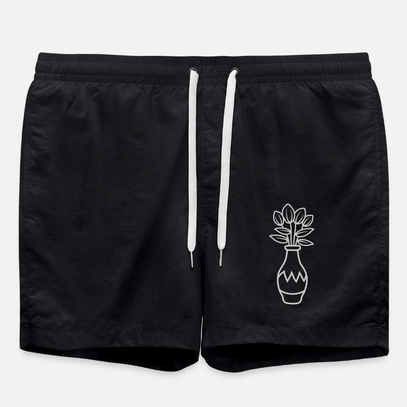 Design beautiful tulips flower vase - Swim Trunks - black