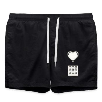 Herzluftballon an Pralinenschachtel - Badeshorts - Schwarz - Vorne - AI Model Male 185 light (185cm)