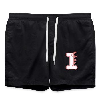 Zahl 1 - Badeshorts - Schwarz - Vorne - AI Model Male 185 light (185cm)
