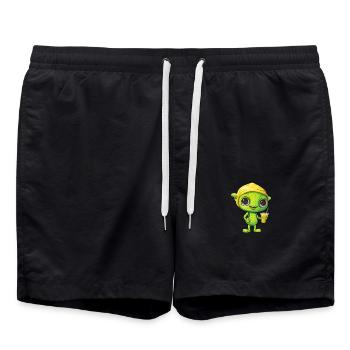 Erfrischendes Alien-Zitronengetränk: Grün & Gelb - Badeshorts - Schwarz - Vorne - AI Model Male 185 light (185cm)