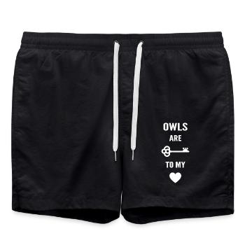 Owls are the key to my heart - Short de bain - noir - Devant - AI Model Male 185 light (185cm)