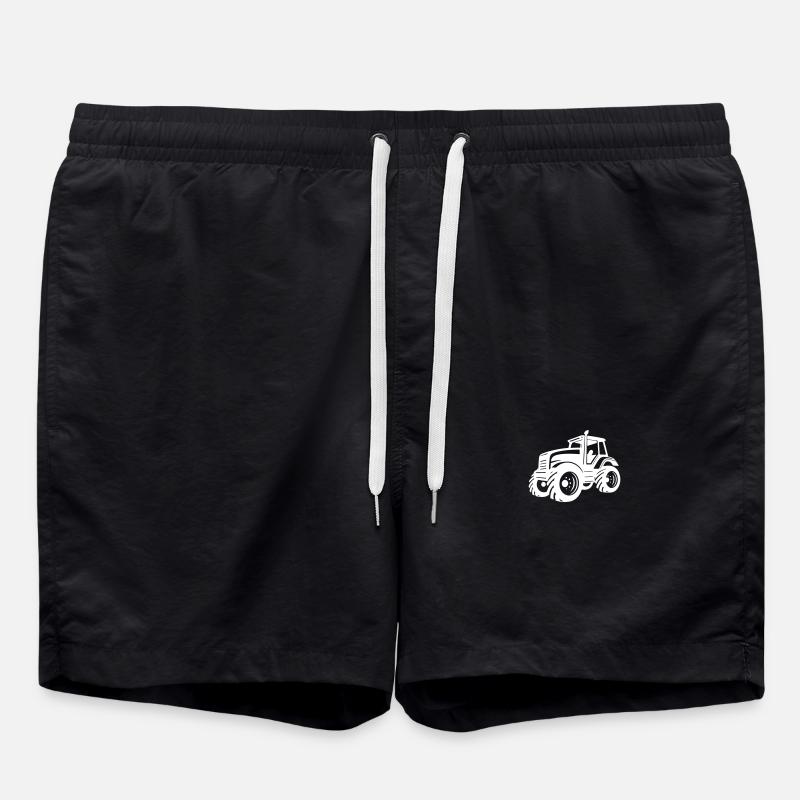 Tractor Farmer Icon - Swim Trunks - black