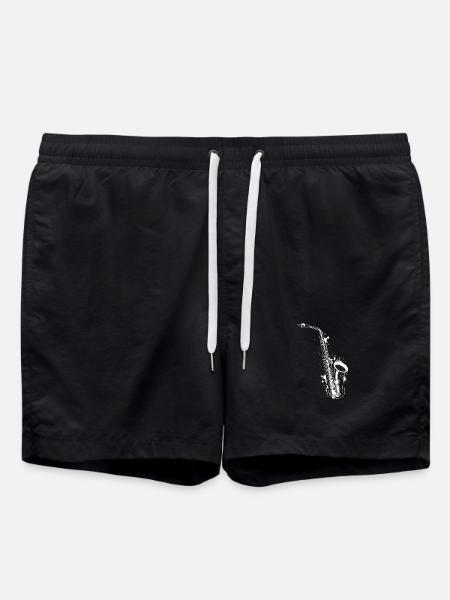 white saxophone graffiti - Swim Trunks - black