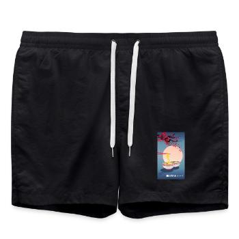 Oriental Japanese Art | Noodle | Ramen - Swim Trunks - black - Front - AI Model Male 185 light (185cm)