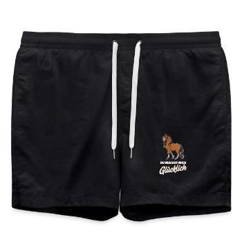 Islandpferde Statement Pferdeliebe Pferdenarr - Badeshorts - Schwarz - Vorne - AI Model Male 185 light (185cm)