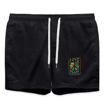 Love and Peace Freedom - Badeshorts - Schwarz - Vorne - AI Model Male 185 light (185cm)