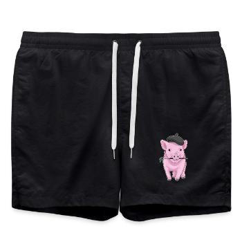 Schwein Maler Pinsel Malen - Badeshorts - Schwarz - Vorne - AI Model Male 185 light (185cm)