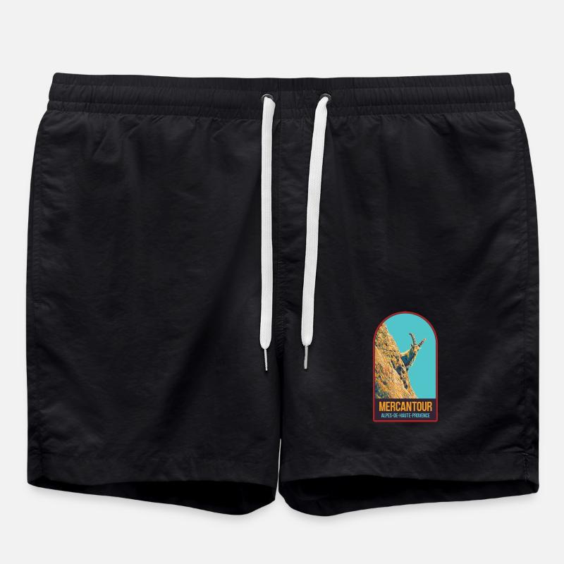Ibex illustration in the Mercantour - Swim Trunks - black
