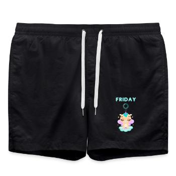 Friday loading, you only live once,Weekend - Badeshorts - Schwarz - Vorne - AI Model Male 185 light (185cm)